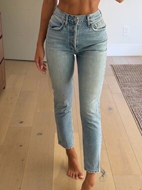 Agolde Straight High-Rise Jeans - Light Blue